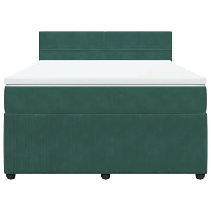 vidaXL Giroletto a Molle con Materasso Verde Scuro 160x200 cm Velluto