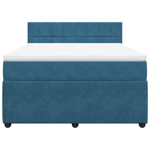 vidaXL Giroletto a Molle con Materasso Blu 160x200 cm in Velluto