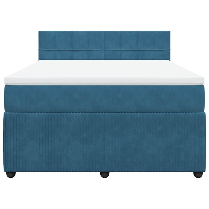 vidaXL Giroletto a Molle con Materasso Blu 160x200 cm in Velluto