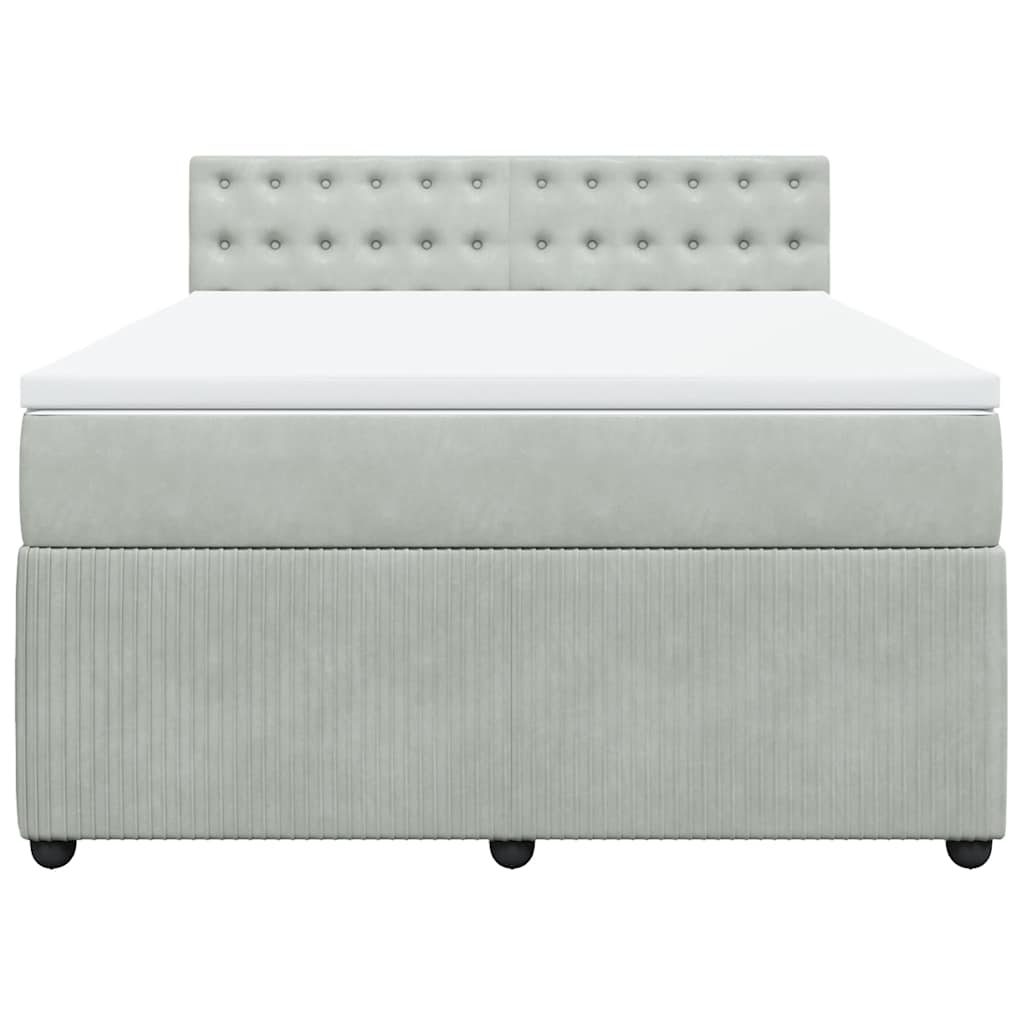 Giroletto a Molle con Materasso Grigio Chiaro 160x200cm Velluto 3290094