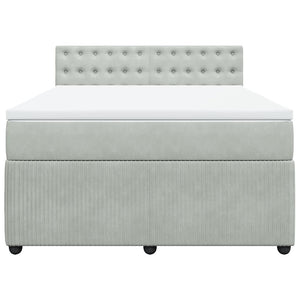 Giroletto a Molle con Materasso Grigio Chiaro 160x200cm Velluto 3290094