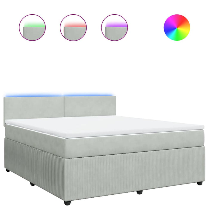 Giroletto a Molle con Materasso Grigio Chiaro 180x200cm Velluto 3290100