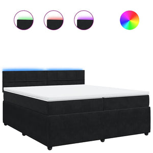 Giroletto a Molle con Materasso Nero 200x200 cm in Velluto