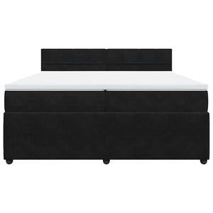 Giroletto a Molle con Materasso Nero 200x200 cm in Velluto