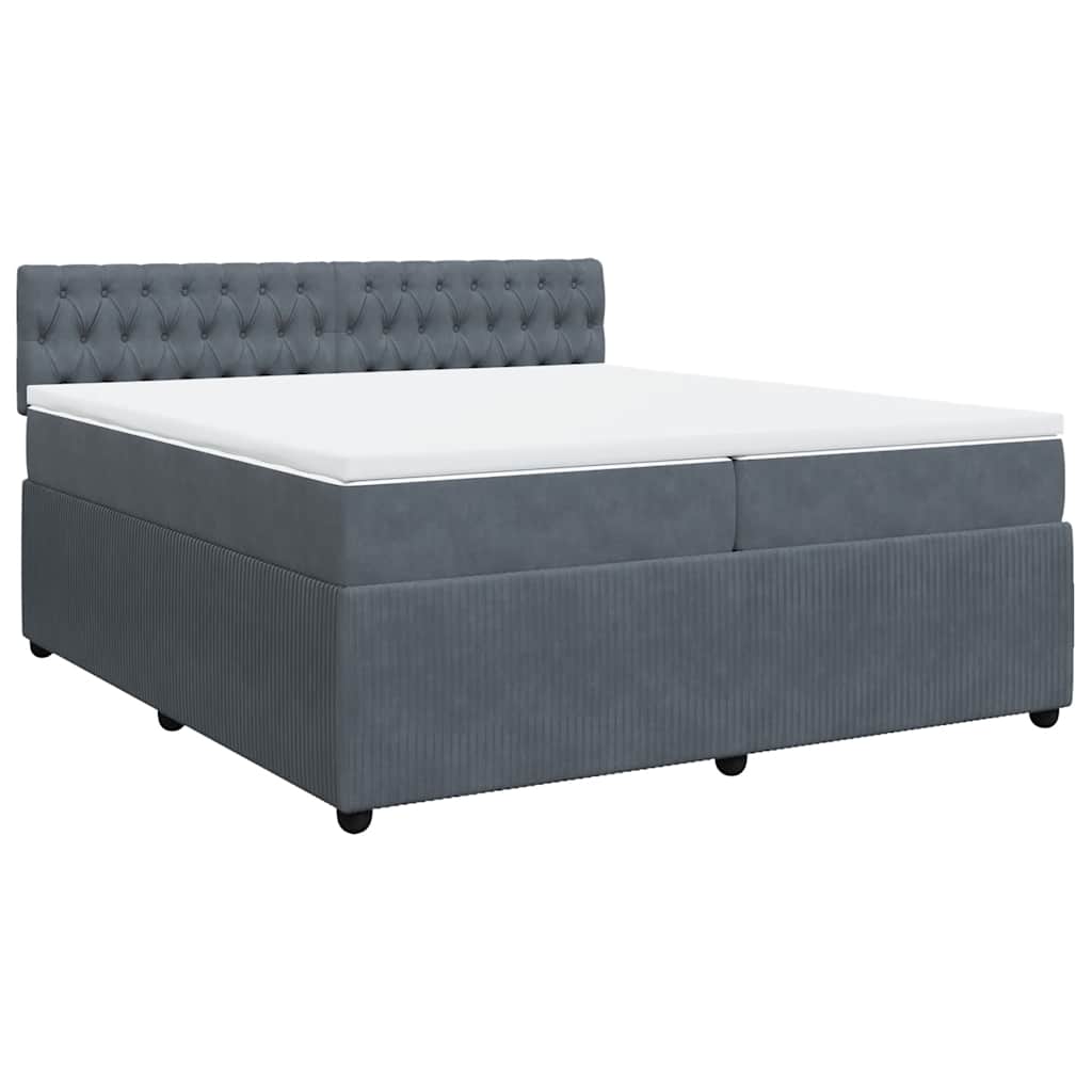 vidaXL Giroletto a Molle con Materasso Grigio Scuro 200x200 cm Velluto
