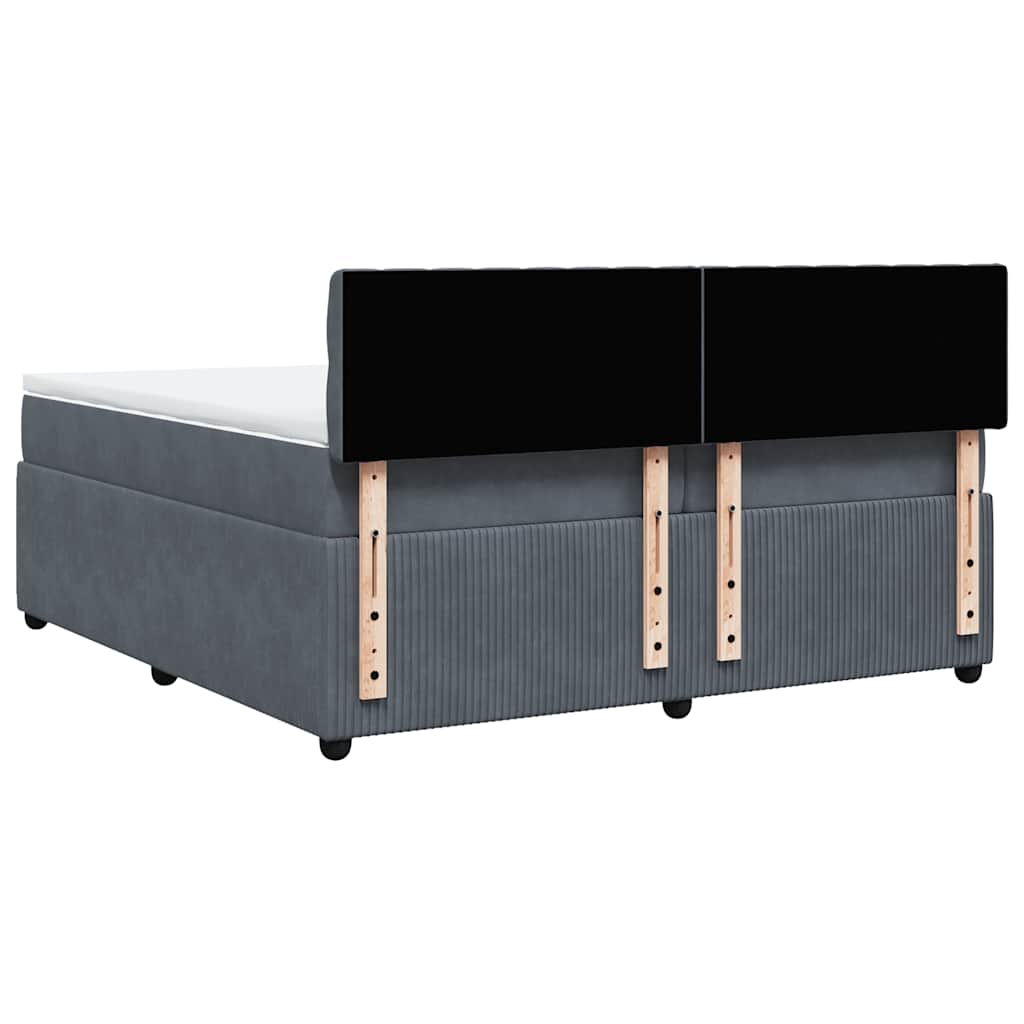 vidaXL Giroletto a Molle con Materasso Grigio Scuro 200x200 cm Velluto