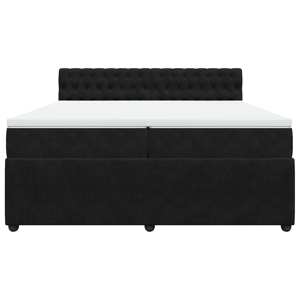 Giroletto a Molle con Materasso Nero 200x200 cm in Velluto