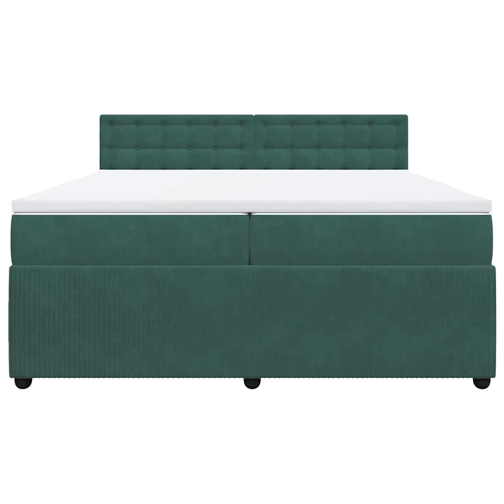 Giroletto a Molle con Materasso Verde Scuro 200x200 cm Velluto