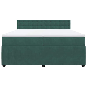 Giroletto a Molle con Materasso Verde Scuro 200x200 cm Velluto