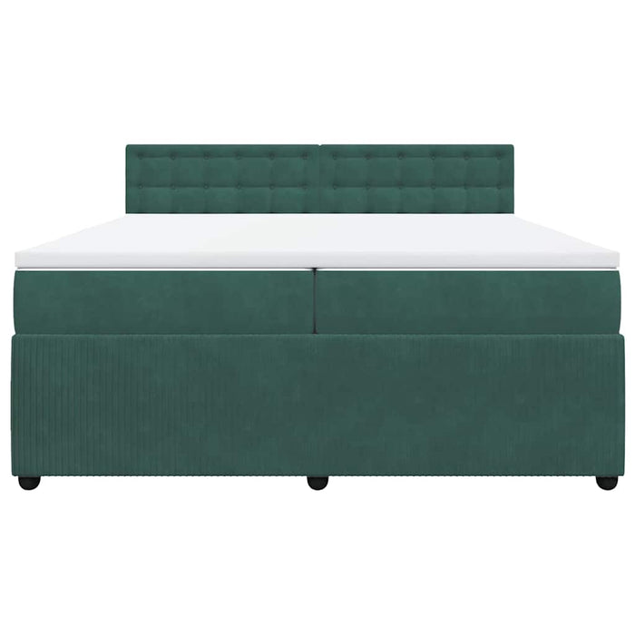 Giroletto a Molle con Materasso Verde Scuro 200x200 cm Velluto