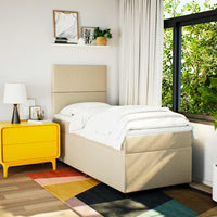 vidaXL Giroletto a Molle con Materasso Crema 90x190 cm in Tessuto