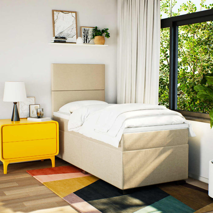 vidaXL Giroletto a Molle con Materasso Crema 90x190 cm in Tessuto