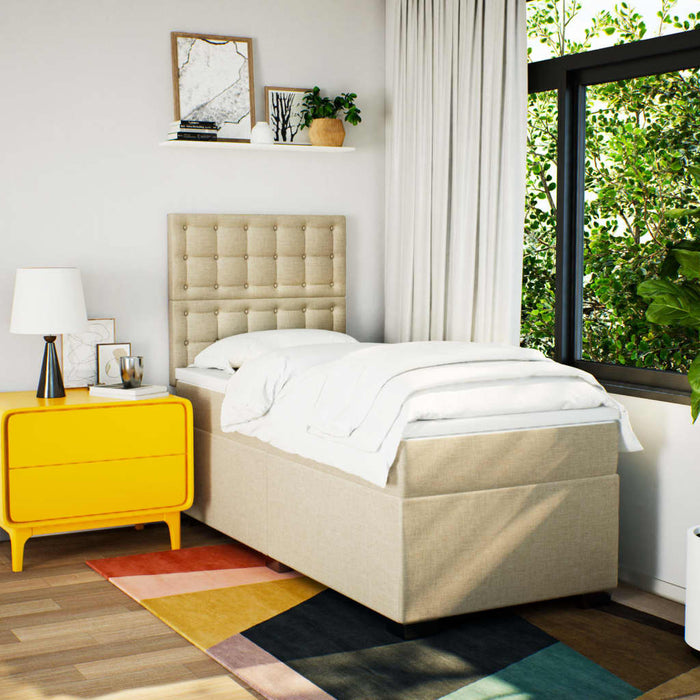 vidaXL Giroletto a Molle con Materasso Crema 90x190 cm in Tessuto