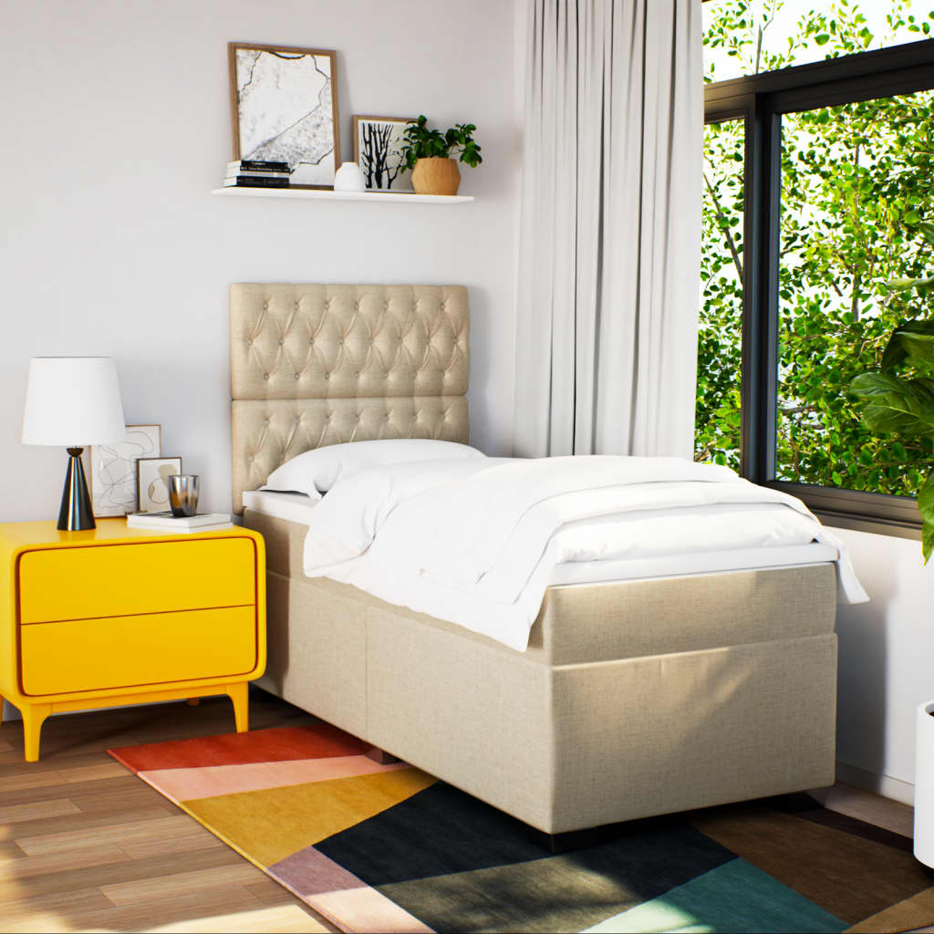 Giroletto a Molle con Materasso Crema 100x200 cm in Tessuto 3290411