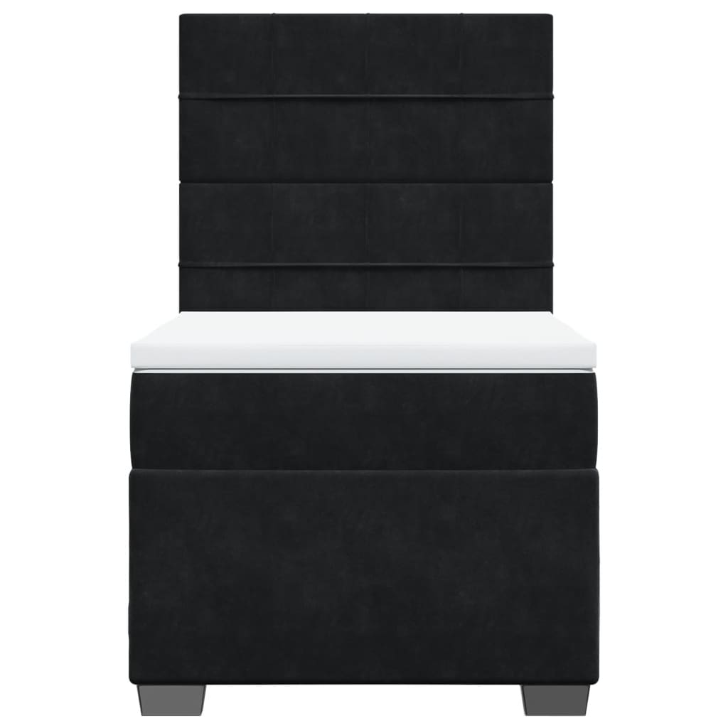Giroletto a Molle con Materasso Nero 100x200 cm in Velluto