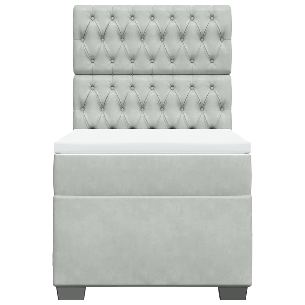 Giroletto a Molle con Materasso Grigio Chiaro 100x200cm Velluto 3290840