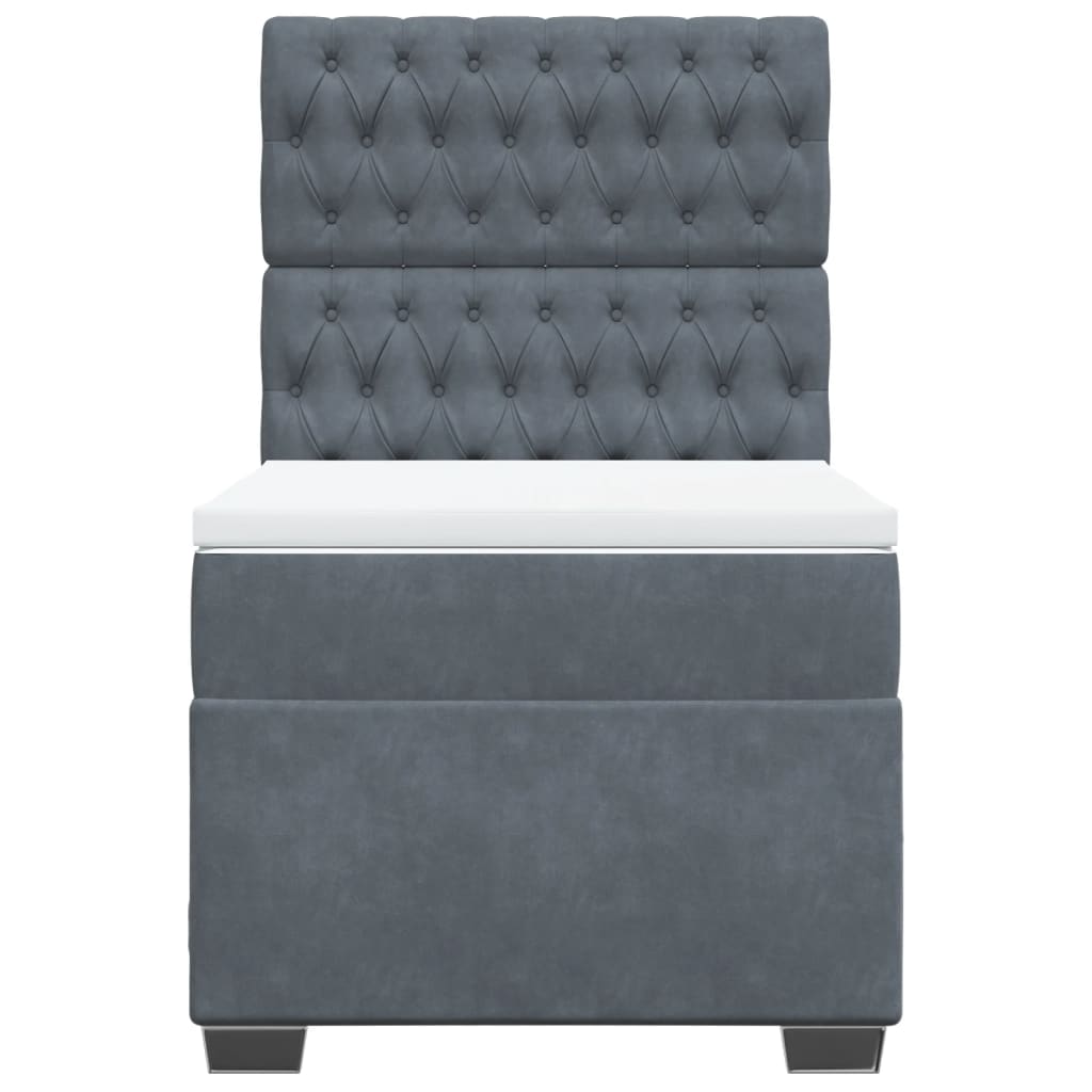 Giroletto a Molle con Materasso Grigio Scuro 100x200 cm Velluto