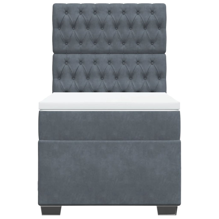 Giroletto a Molle con Materasso Grigio Scuro 100x200 cm Velluto