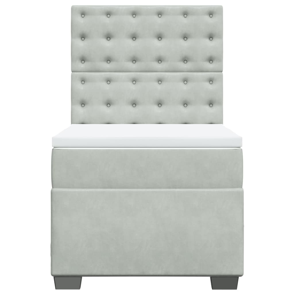 Giroletto a Molle con Materasso Grigio Chiaro 100x200cm Velluto 3290846