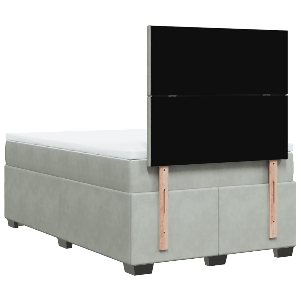 vidaXL Giroletto a Molle con Materasso Grigio Chiaro 120x190cm Velluto