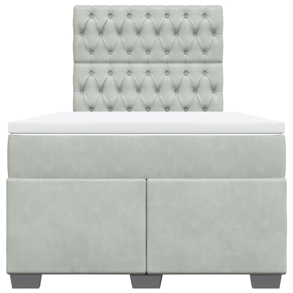 Giroletto a Molle con Materasso Grigio Chiaro 120x200cm Velluto