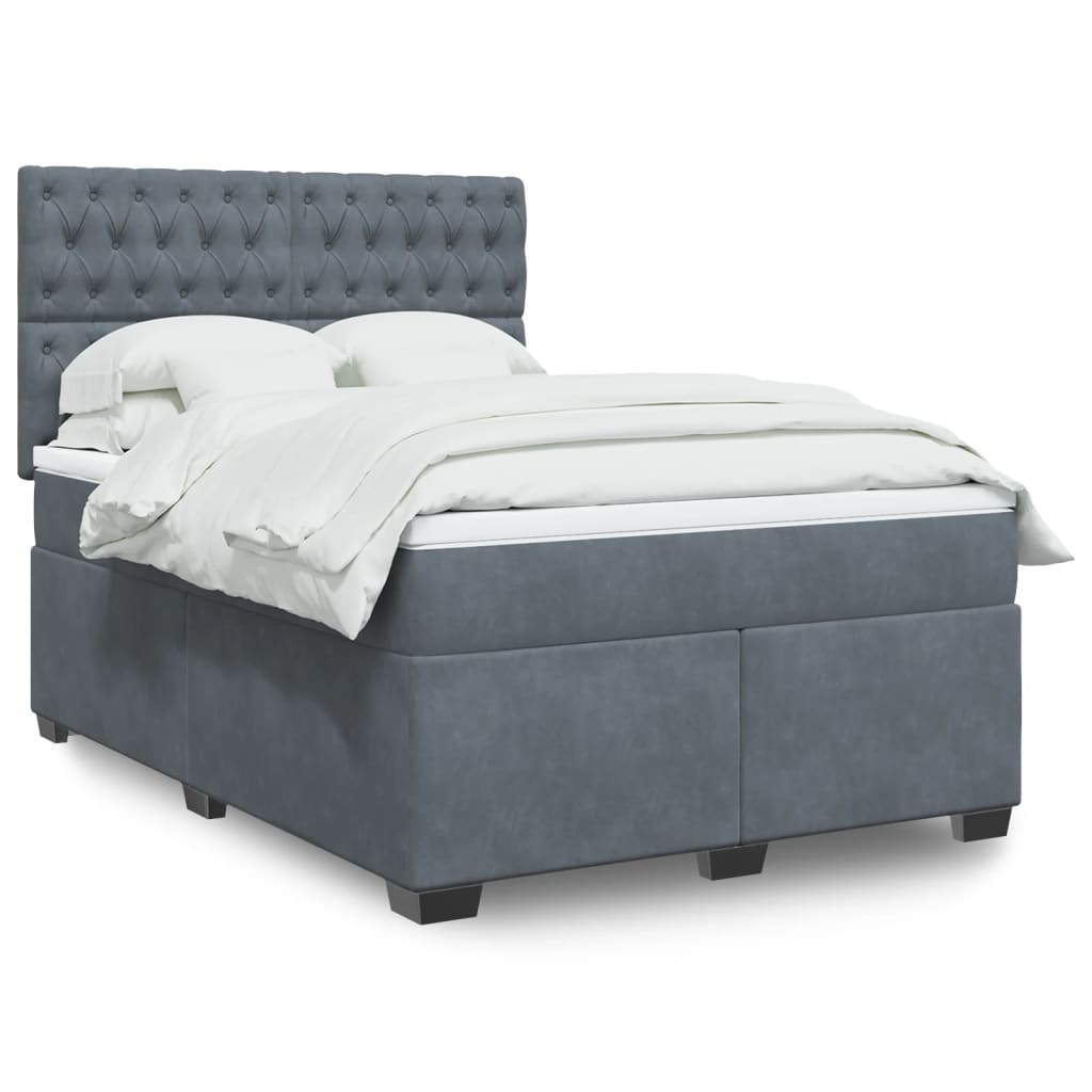 vidaXL Giroletto a Molle con Materasso Grigio Scuro 140x200 cm Velluto
