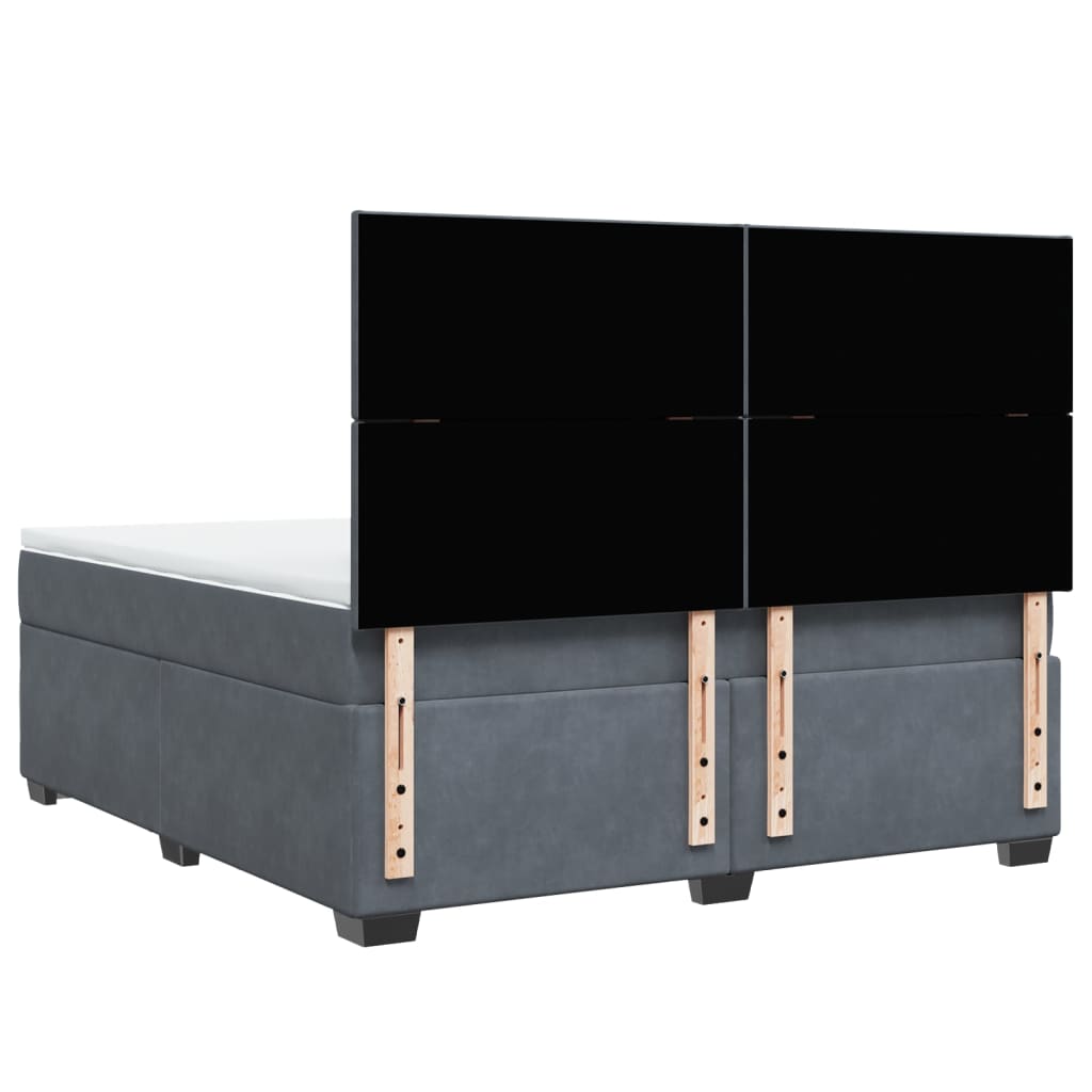 Giroletto a Molle con Materasso Grigio Scuro 180x200 cm Velluto