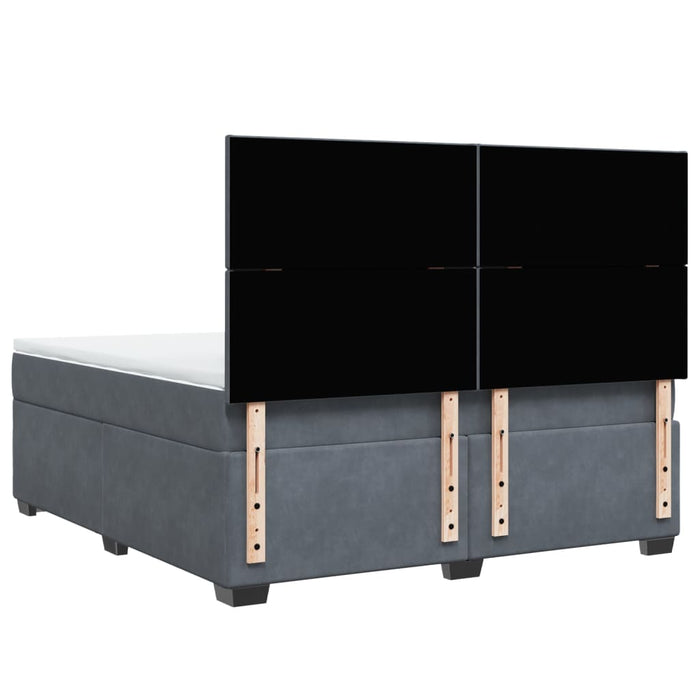 Giroletto a Molle con Materasso Grigio Scuro 180x200 cm Velluto