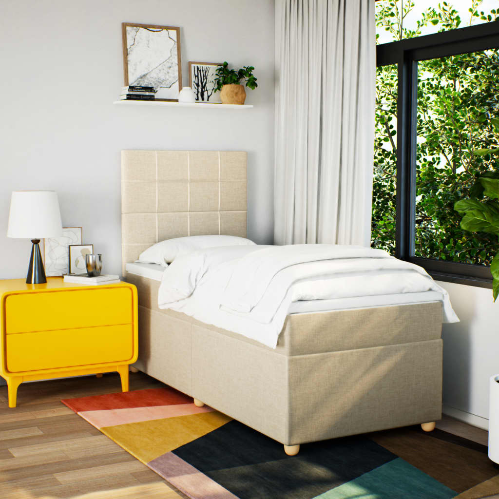 Giroletto a Molle con Materasso Crema 100x200 cm in Tessuto