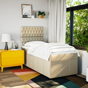 vidaXL Giroletto a Molle con Materasso Crema 80x200 cm inTessuto