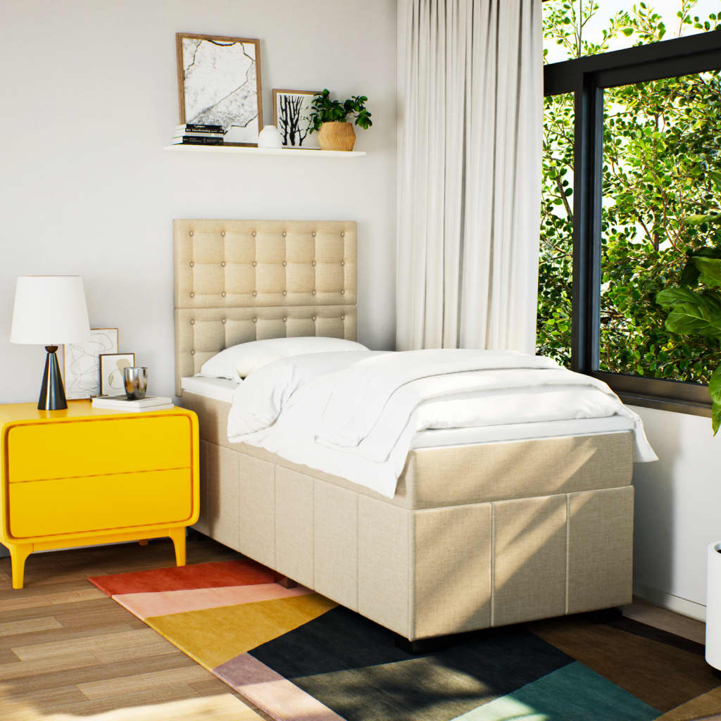 Giroletto a Molle con Materasso Crema 80x200 cm inTessuto 3291514