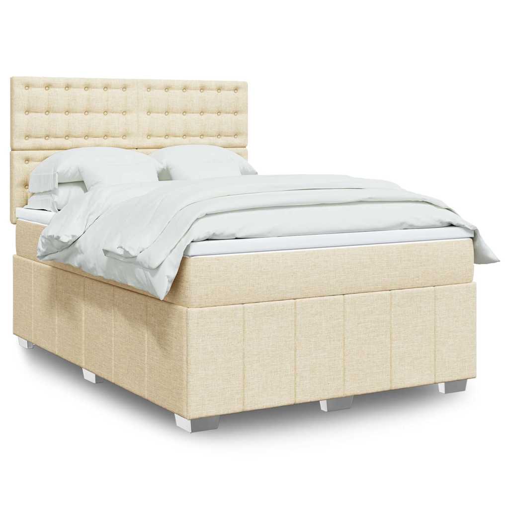vidaXL Giroletto a Molle con Materasso Crema 140x19 cm in Tessuto