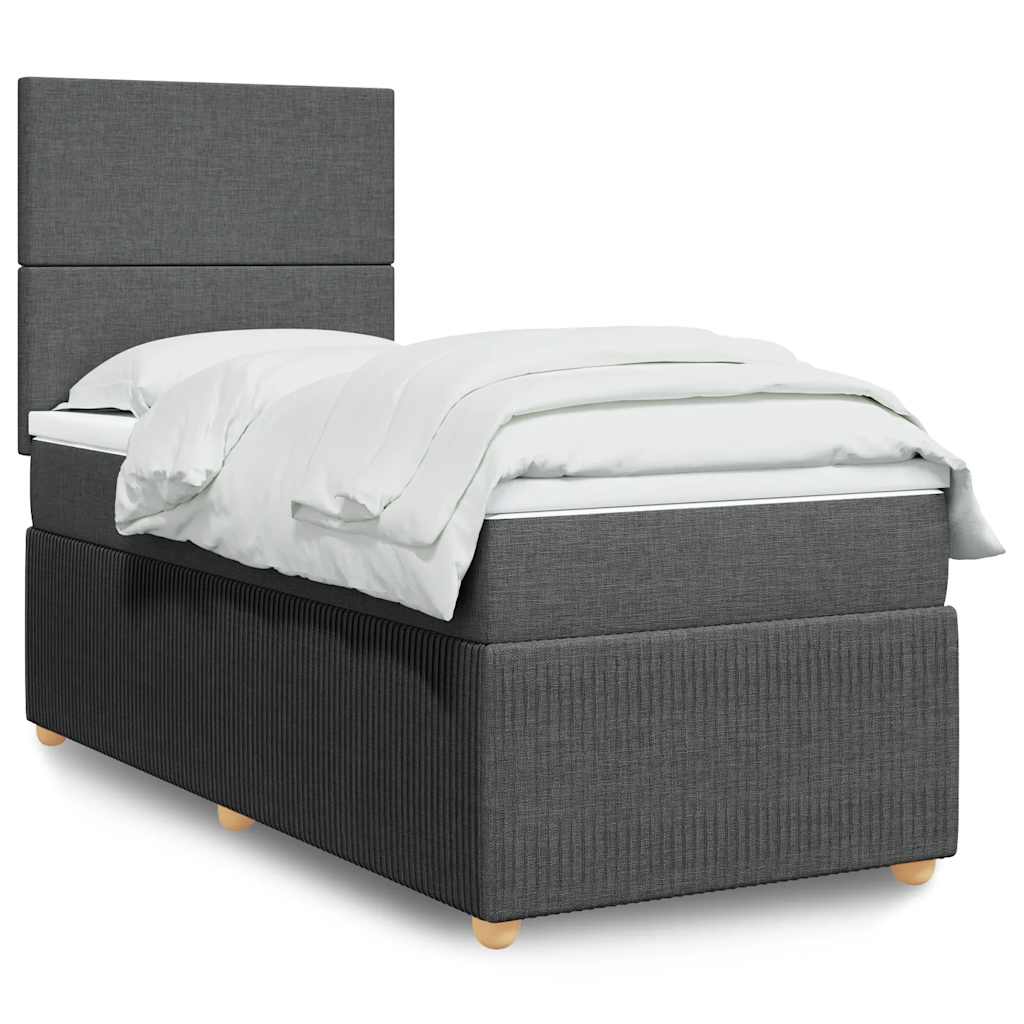 vidaXL Giroletto a Molle con Materasso Grigio Scuro 80x200 cm Tessuto