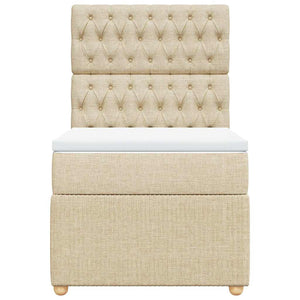 Giroletto a Molle con Materasso Crema 90x190 cm in Tessuto