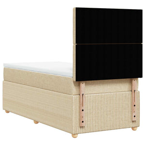 vidaXL Giroletto a Molle con Materasso Crema 90x190 cm in Tessuto