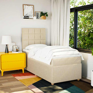 vidaXL Giroletto a Molle con Materasso Crema 100x200 cm in Tessuto