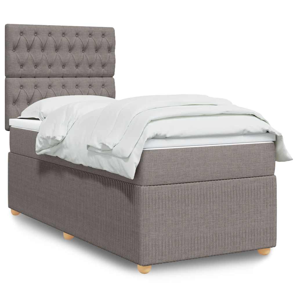 vidaXL Giroletto a Molle con Materasso Tortora 100x200 cm in Tessuto