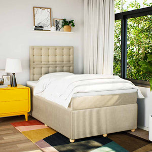 vidaXL Giroletto a Molle con Materasso Crema 120x190 cm in Tessuto