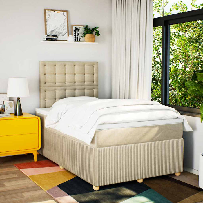 vidaXL Giroletto a Molle con Materasso Crema 120x190 cm in Tessuto