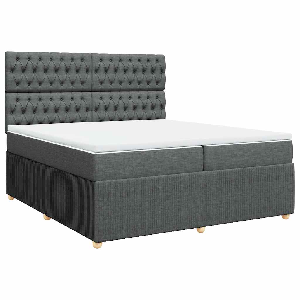 vidaXL Giroletto a Molle con Materasso Grigio Scuro 200x200 cm Tessuto