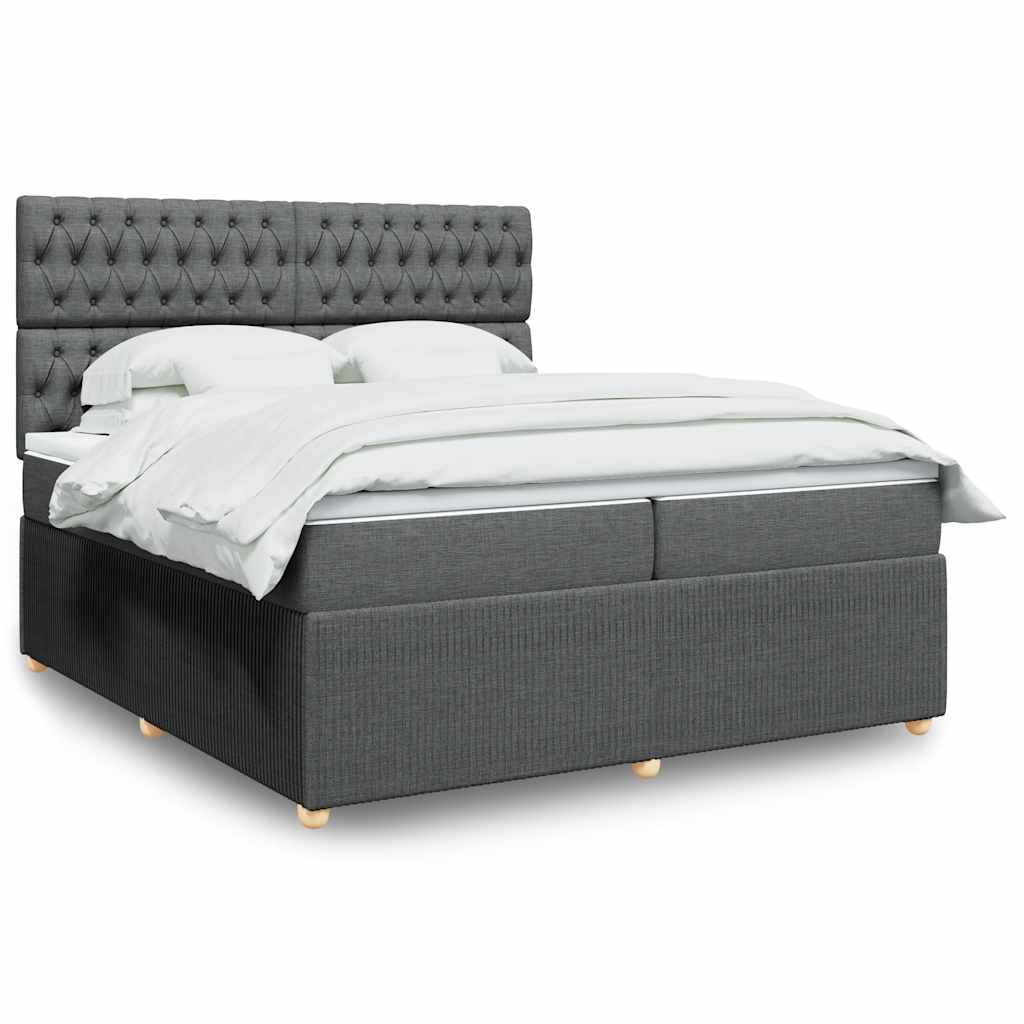 vidaXL Giroletto a Molle con Materasso Grigio Scuro 200x200 cm Tessuto