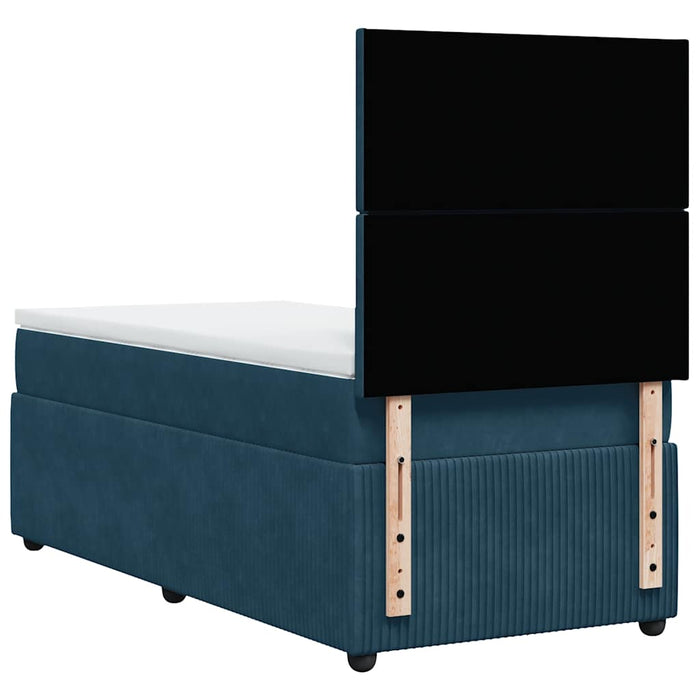 Giroletto a Molle con Materasso Blu Scuro 80x200 cm in Velluto