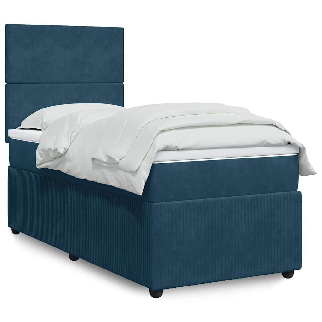 Giroletto a Molle con Materasso Blu Scuro 80x200 cm in Velluto