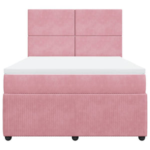 Giroletto a Molle con Materasso Rosa 140x190 cm in Velluto 3292333