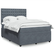 vidaXL Giroletto a Molle con Materasso Grigio Scuro 140x200 cm Velluto