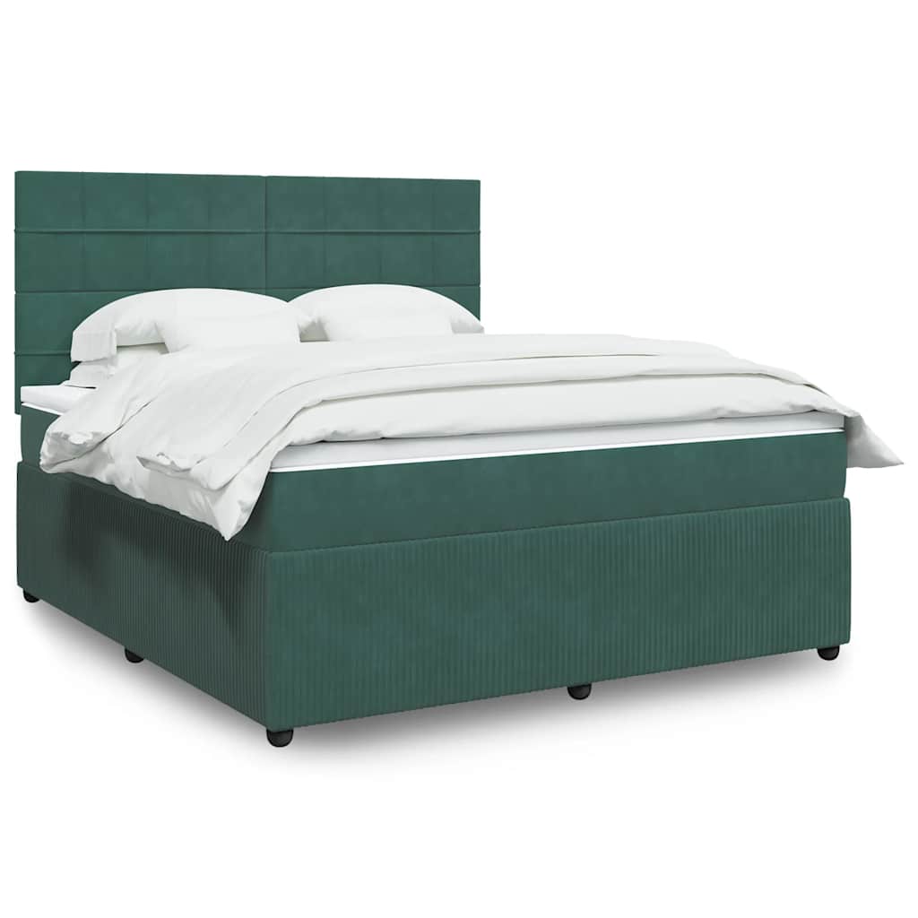 vidaXL Giroletto a Molle con Materasso Verde Scuro 180x200 cm Velluto