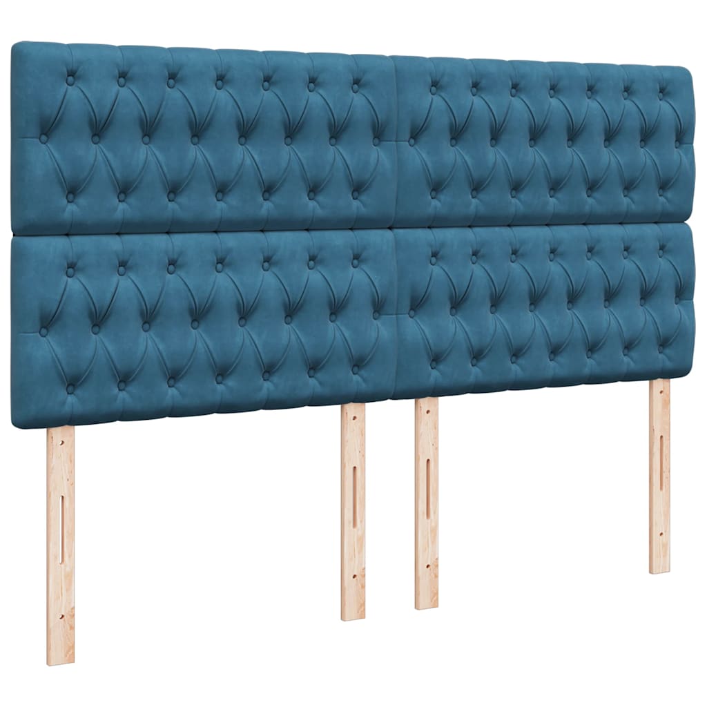 vidaXL Giroletto a Molle con Materasso Blu Scuro 180x200 cm in Velluto