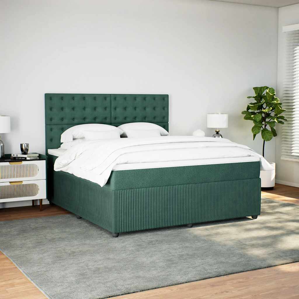 vidaXL Giroletto a Molle con Materasso Verde Scuro 180x200 cm Velluto