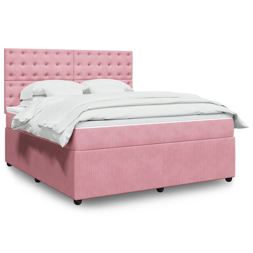 vidaXL Giroletto a Molle con Materasso Rosa 180x200 cm in Velluto