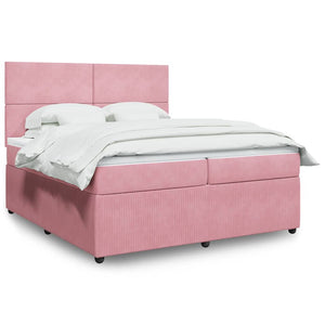 vidaXL Giroletto a Molle con Materasso Rosa 200x200 cm in Velluto